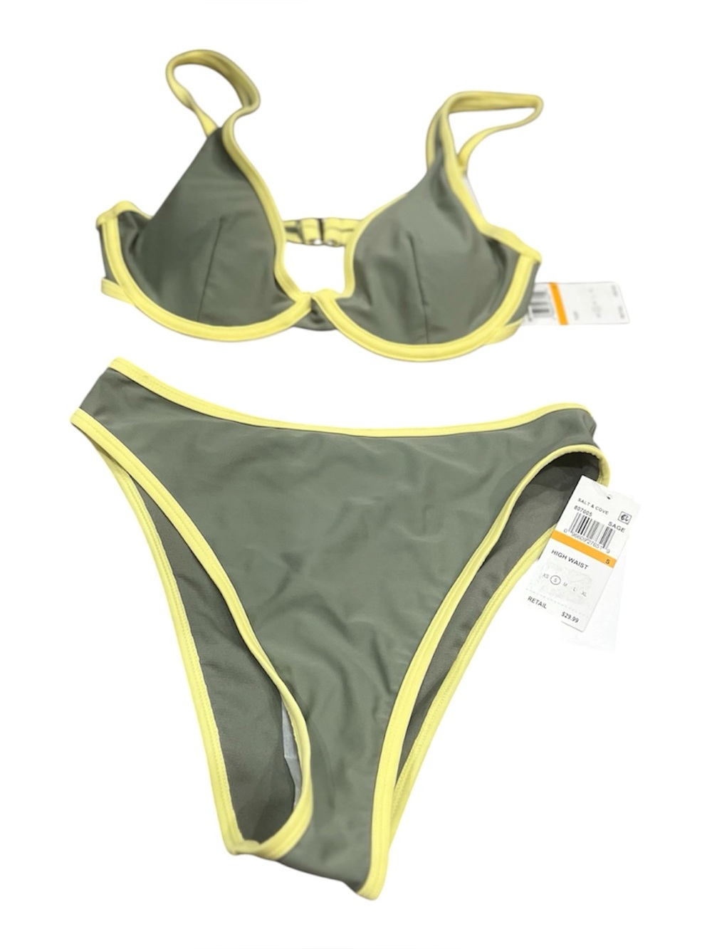 Salt + Cove Juniors' Plunge Underwire Top & High-Waist Bottom Set Size Small